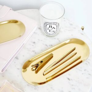 GOLD METAL TRAY DESK ORGANIZER [SIZE : L]
