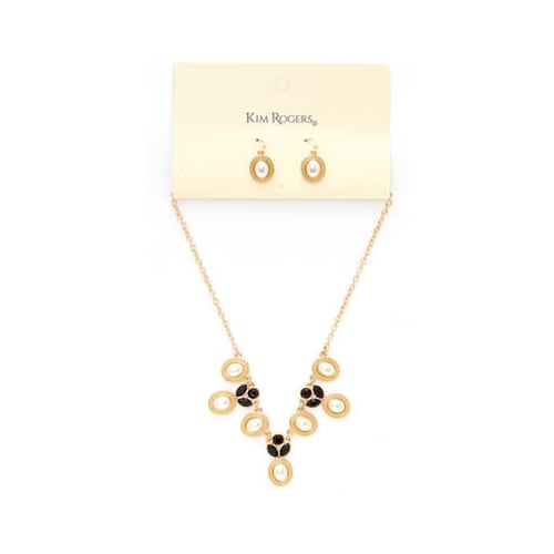 KIM ROGERS 2 PIECE 16INCH NECKLACE AND DROP EARRINGS SET PINKLAND