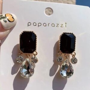 BLACK CRYSTAL DROP EARRINGS