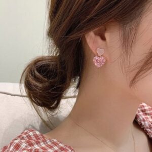 TWO PINK HEART EARRINGS