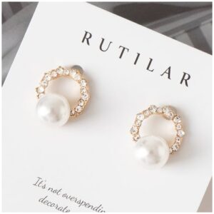 RUTILAR CUBIC PEARL ROUND EARRINGS