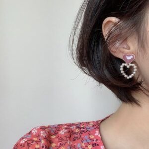 TWO PINK HEART DROP EARRINGS