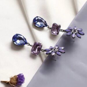 ANTIQUE PURPLE FLOWER DROP EARRINGS