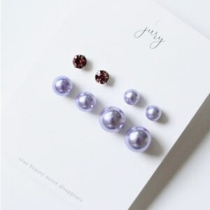 FAUX PEARL EARRINGS SET [#BLUEPURPLE]