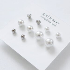 FAUX PEARL STUD  EARRINGS SET [#MIX]