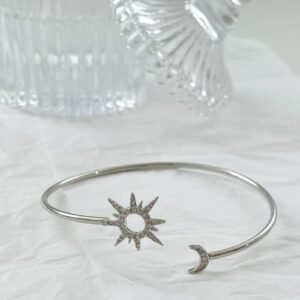 MOONLIGHT SUN BANGLE BRACELET [#SILVER]