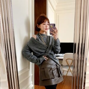 ECO LEATHER POCKET MINI SKIRT [#S]