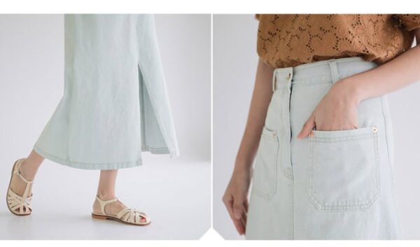 DENIM LONG SKIRT [#LIGHT BLUEDENIM /S] - Image 4