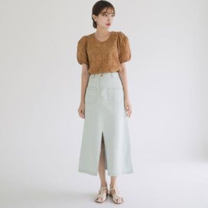 DENIM LONG SKIRT [#LIGHT BLUEDENIM /S]