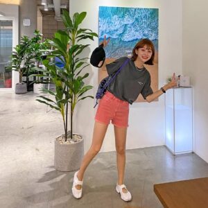COLOR POP DENIM SHORT PANTS [#PINK /S]