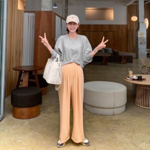 TESION COOL PINTUCK WIDE PANTS [#ORANGE /FREE]