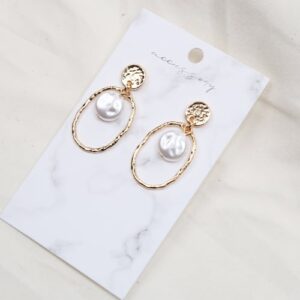 FLAT PEARL DROP EARRINGS