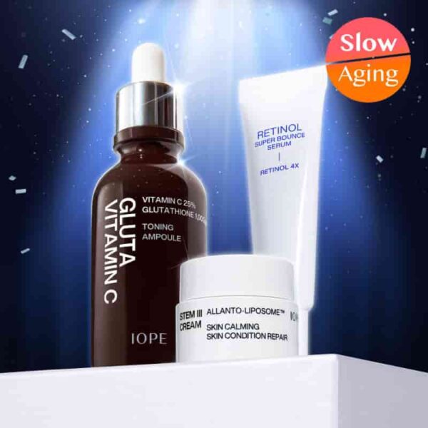 IOPE Gluta Vitamin C 25% Toning Ampoule Set (+Super Bounce Serum +stem 3 Cream)