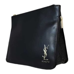 Yves Saint Laurent Beauty Double Zipper Black Square Pouch