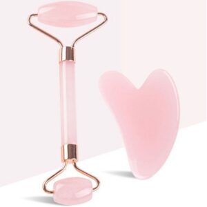 ROSE QUARTZ FACIAL ROLLER + GUASHA BOARD SET
