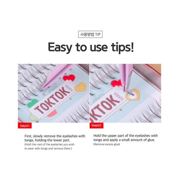 TOKTOK HARA W Eyelash 9/10/11mm Mix 64pcs(+Eyelash Glue+tweezer) - Image 9