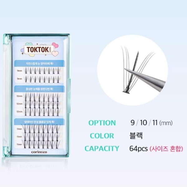 TOKTOK HARA W Eyelash 9/10/11mm Mix 64pcs(+Eyelash Glue+tweezer) - Image 3