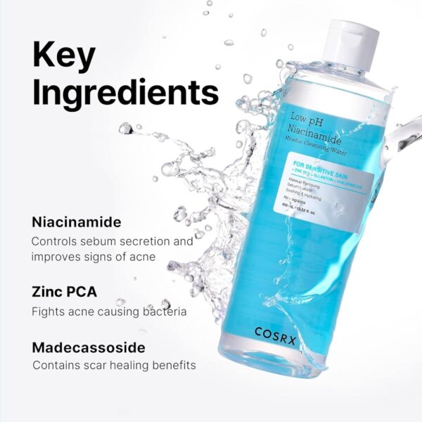 Cosrx Low Ph Niacinamide Cleansing Water 400mL (+100ml) - Image 3