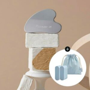 Piccasso Curved Makeup Spatula 2 Puff & Pouch