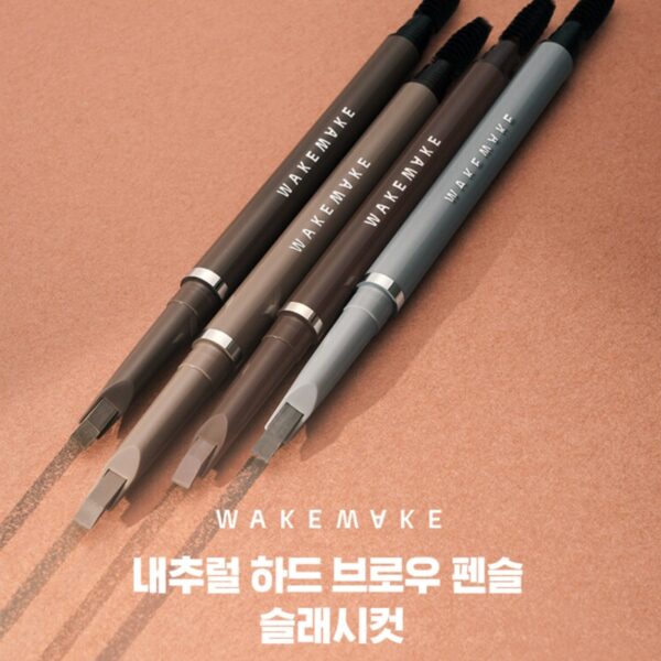WAKEMAKE Natural Hard Brow Pencil Slash Cut Set [#02 Ash Brown] (+Brow Shaper) - Image 3