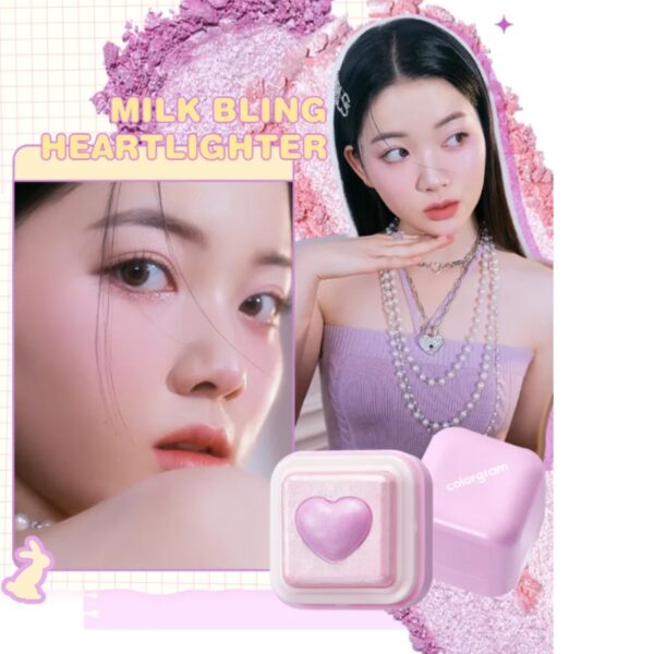 colorgram Milk Bling Heartlighter  [#3 Colors] (+finger puff 2P) - Image 3