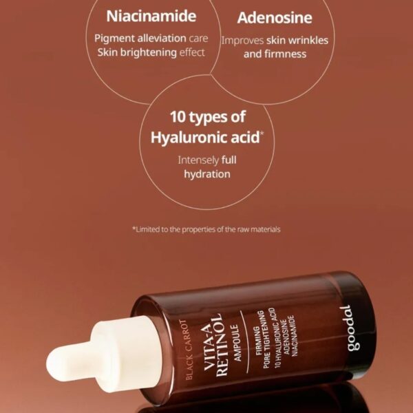 goodal Black Carrot Vita A Retinol Firming Ampoule Set (+Peony peptide Ampoule 10ml + Cream 10ml) - Image 6