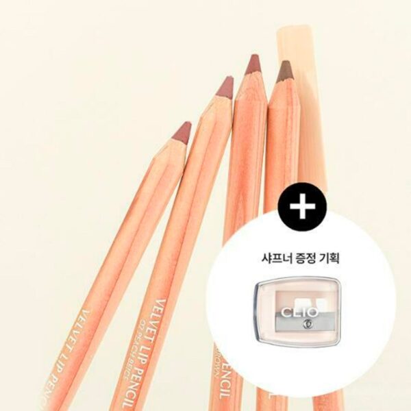 CLIO Velvet Lip Pencil Special Set + Sharpener [#04 Tan Brown]