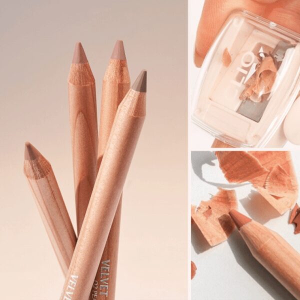 CLIO Velvet Lip Pencil Special Set + Sharpener [#04 Tan Brown] - Image 3
