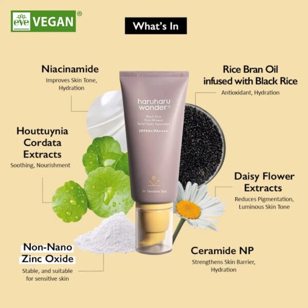Haruharu wonder Black Rice Mineral Relief Daily Sunscreen SPF50+ PA++++ - Image 2