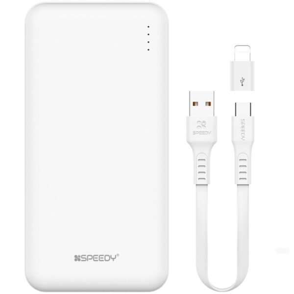 SPEEDY Slim Dual Power Bank 10000mAh + C-Type Cable + 8-Pin Adapter - Image 2