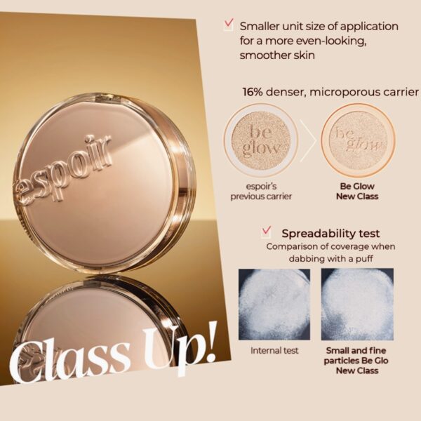Espoir Pro Tailor Be glow Cushion New Class SPF42 PA++ Set [#20 Vanilla] (+Refill +mini Foundation + Air Puff) - Image 5