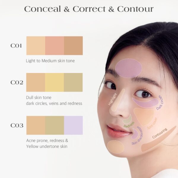 Dear.A Perfect Cover Concealer Palette + Puff Set [#C03] - Image 5