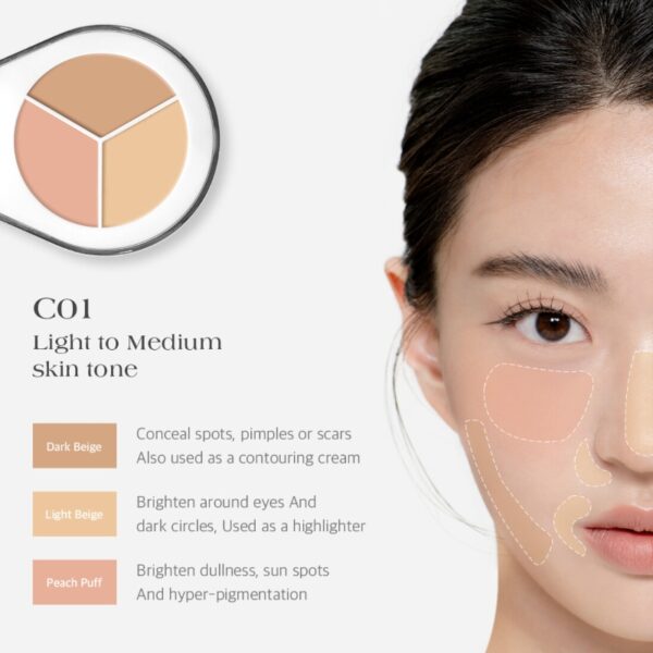 Dear.A Perfect Cover Concealer Palette + Puff Set [#C03] - Image 6
