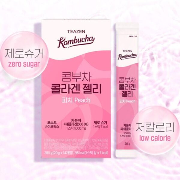Teazen Kombucha Collagen Jelly Peach #14 Sticks - Image 3