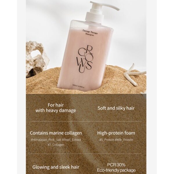 growus Damage Therapy Shampoo 500mL - Image 4
