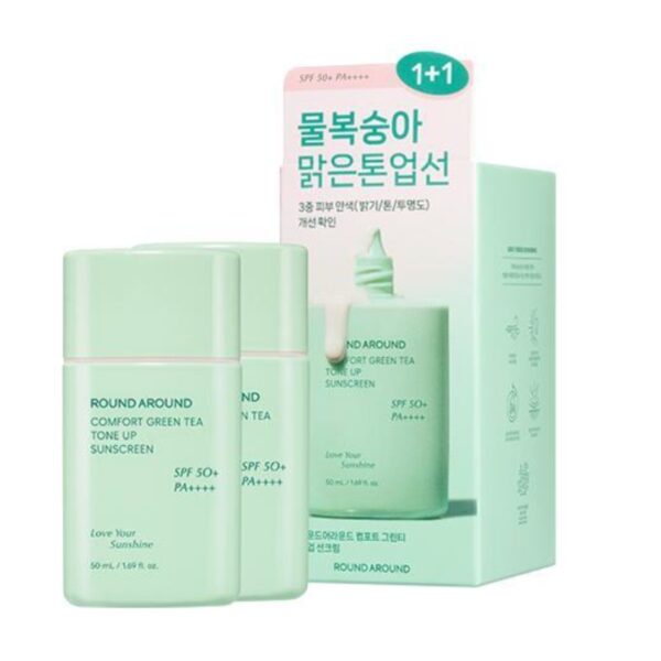 round around Comfort Green Tea Tone Up Sunscreen 50mL 1+1 Special Set