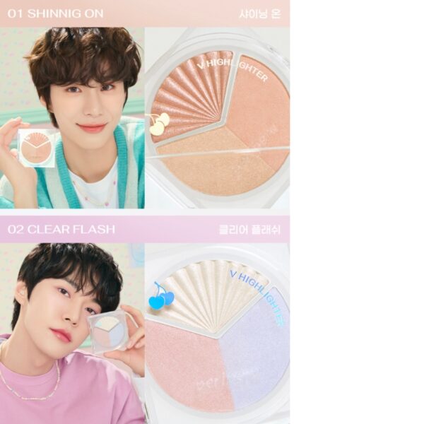 Soda Cafe x peripera V Highlighter Set (+Brush) - Image 3