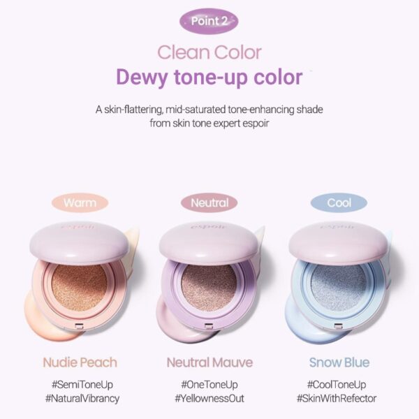 Espoir Dewlike Jello Tone up Cushion SPF50+ PA+++ [#3 Colors] - Image 4