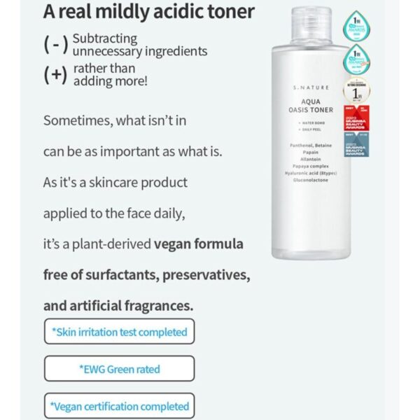 S.NATURE Aqua Oasis Toner 300mL Special Set (+gel Cream 30mL) - Image 4