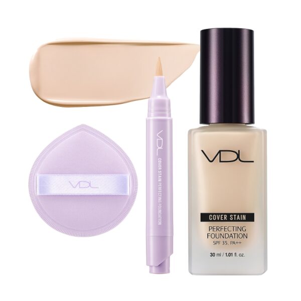 VDL Cover Stain Perfecting Foundation Set (+handy foundation +puff)