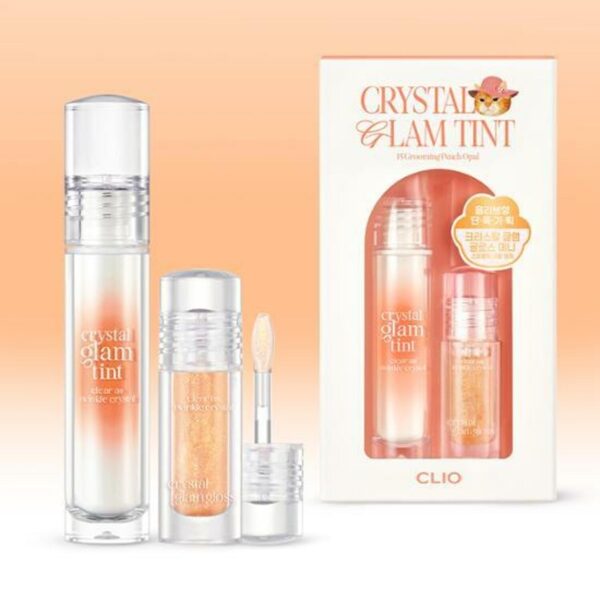 CLIO Crystal Glam Tint Set [#14 #16] (+ Mini Gloss) (+lip & eye remover 31ml)