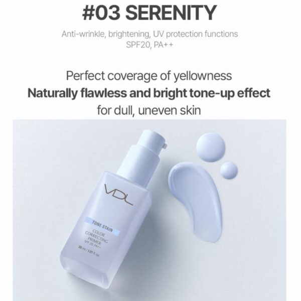 VDL Tone Stain Color Correcting Primer SPF33 PA++ [#03 SERENITY] (+Spatual) - Image 4