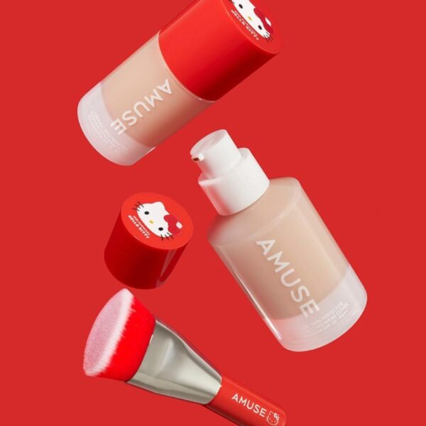 Hello Kitty 💖 AMUSE Ceramic Skin Perfector Foundation Set (+Brush +Stickers) - Image 3