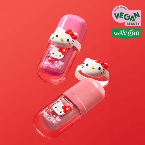 Hello Kitty 💖 AMUSE Bebe Tint Set [#09 Cherry Kiki] (+Ring) - Image 2