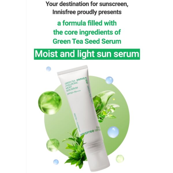 INNISFREE Green Tea Hyaluronic Moist Sun Serum 50ml Duo Set - Image 3