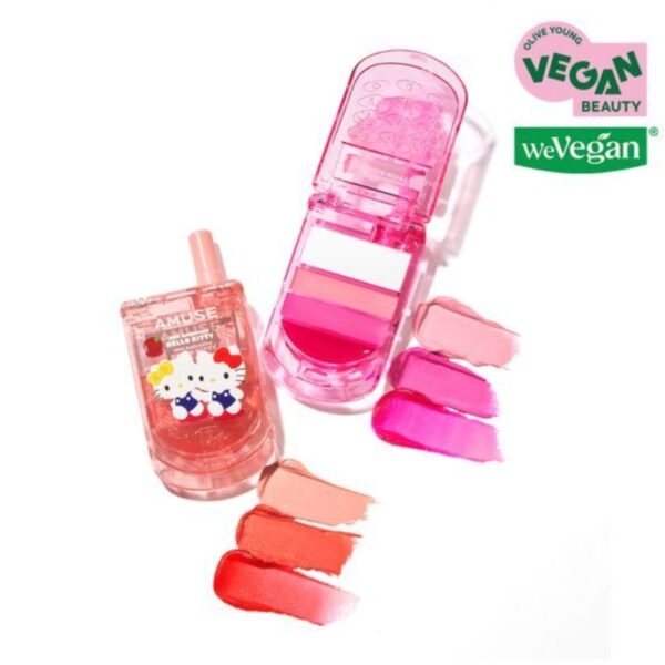 Hello Kitty x AMUSE Healthy Balm Lip&Cheek Phone [#2 Colors] (+Kitty Sticker+Pink Square Mirror) - Image 4