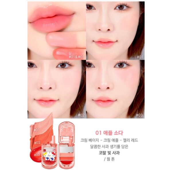 Hello Kitty x AMUSE Healthy Balm Lip&Cheek Phone [#2 Colors] (+Kitty Sticker+Pink Square Mirror) - Image 7