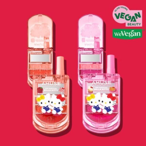 Hello Kitty x AMUSE Healthy Balm Lip&Cheek Phone [#2 Colors] (+Kitty Sticker+Pink Square Mirror)