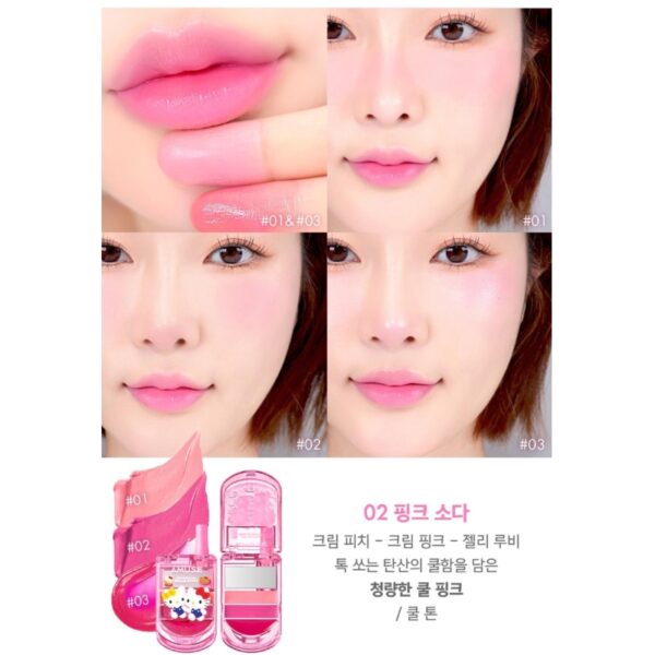 Hello Kitty x AMUSE Healthy Balm Lip&Cheek Phone [#2 Colors] (+Kitty Sticker+Pink Square Mirror) - Image 8