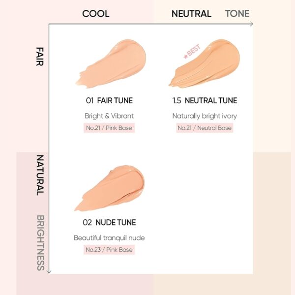 Amuse Skin Tune Vegan Cover Cushion SPF45PA++ [#2 Colors] - Image 4
